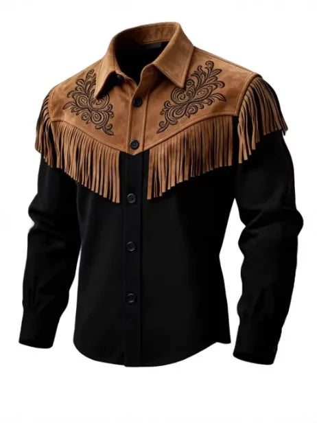Fur Fringed Jacket Coat Vintage Ethnic Trendy Button Open Lining Streetwear Coat