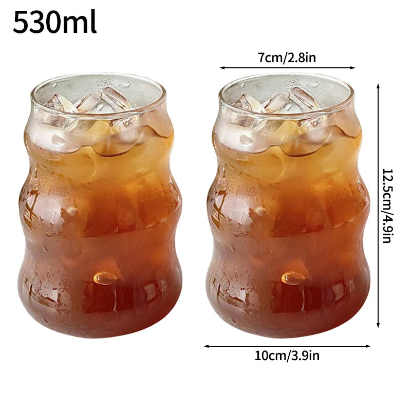 Glass Drinkware Cold Coffee Cups Latte Coffee Glass Iced Juice Milk Water Bottle