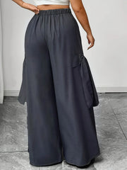 Graphite Gray Oversized Woven Casual Pants Comfortable Loose Fit High Waist Straight Leg Trousers Graphite Gray