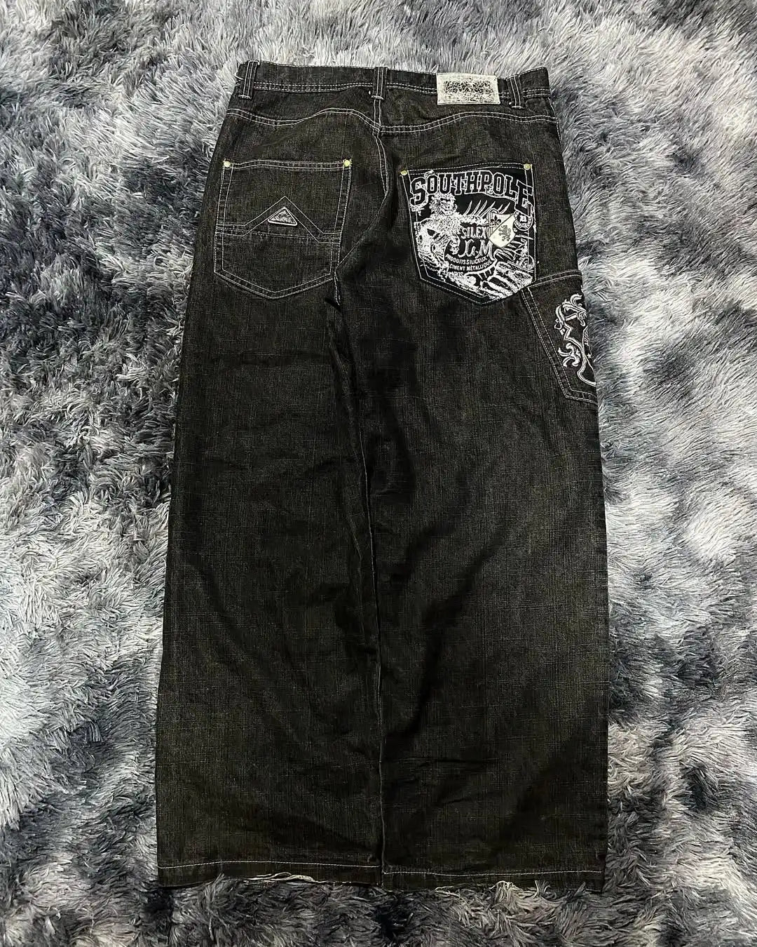 3D Chain Old Jeans American Tie-Dye Splash-Ink Hip Hop Pants High Street Y2K Punk Graffiti Hip Hop Couple Straight Pants