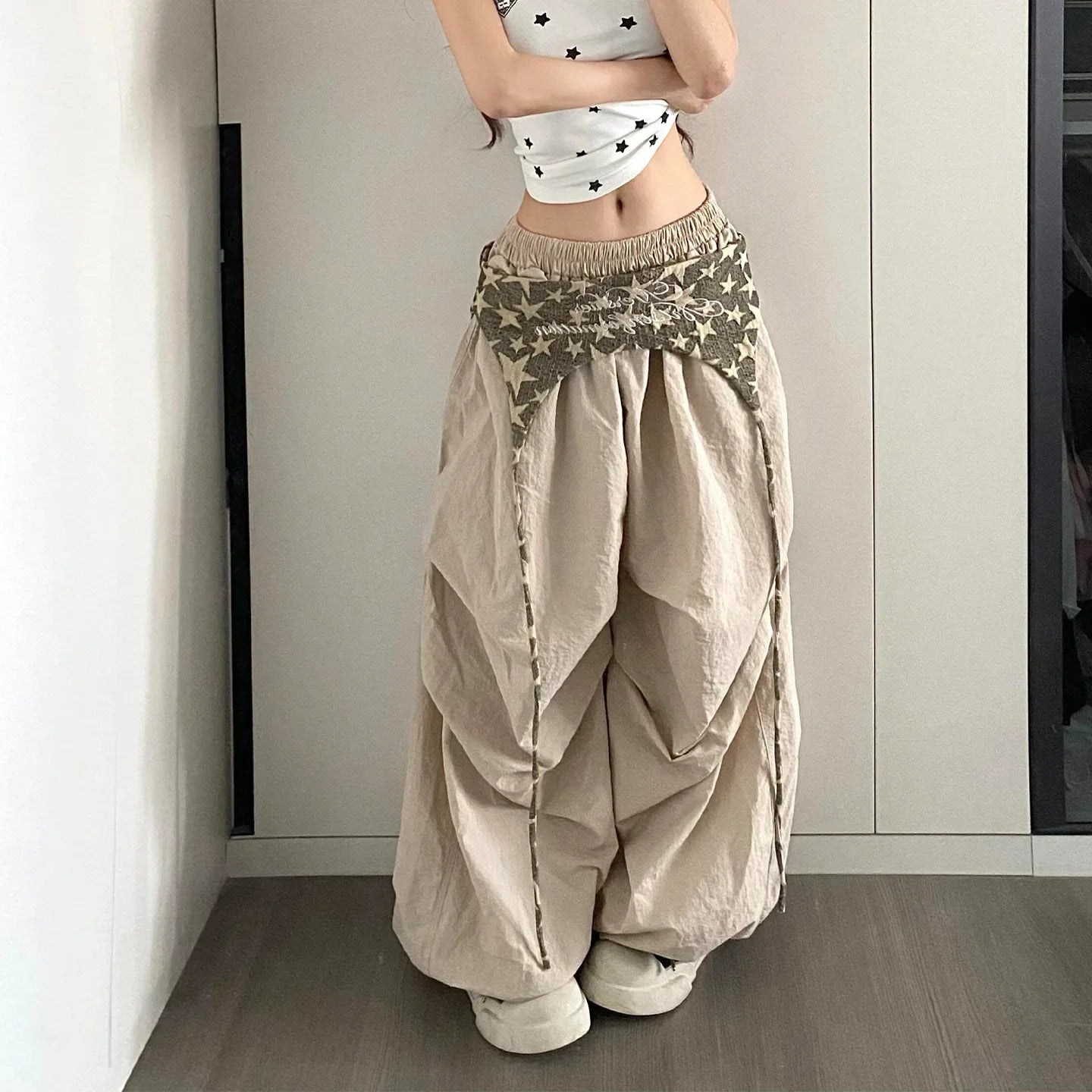Designer Layering Cargo Pants Lightweight Quick-Dry Jazz Dance Trousers Baggy Paratrooper Streetwear Wide Leg Pants
