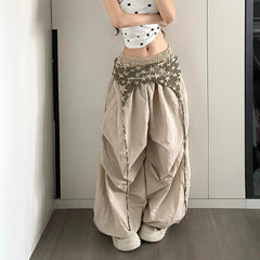 Designer Layering Cargo Pants Lightweight Quick-Dry Jazz Dance Trousers Baggy Paratrooper Streetwear Wide Leg Pants
