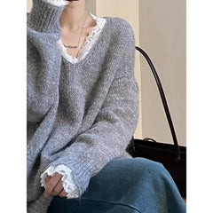 Lace Trim Warm Sweater