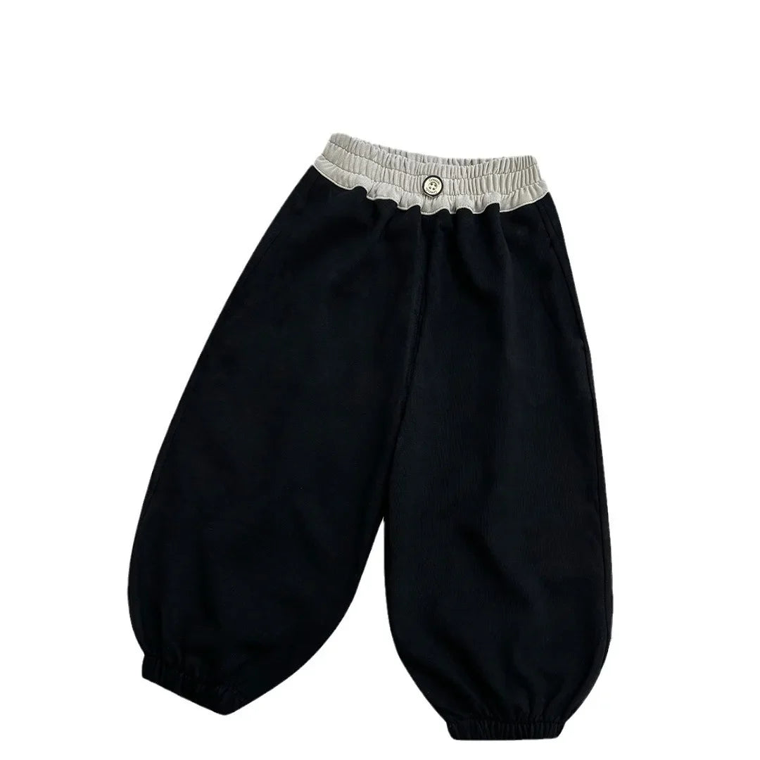Casual Children Pants Girls Elastic Waist Loose Fit Sweatpants Soft Kids Boys Sport Trousers