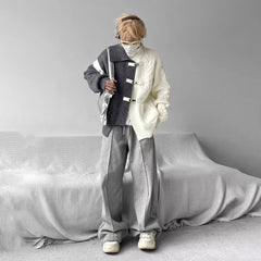 Sweater Y2k Splicing Button Knitted Jacket Niche Streetwear Soft Knitwear Personality Youthful Casuals Clothing