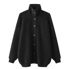 Jersey Single breasted Casual Sports Coat Solid Color Stand Collar Wweater Fleece Warm Cardigan