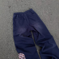 Y2k Clothes Vintage Wash USA Flag Print Wide Leg Sweatpants