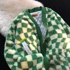 French green plaid coat women's