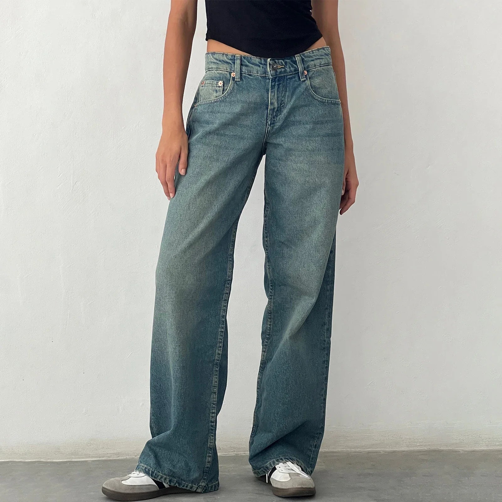 Wide Leg Jeans Casual High Waist Baggy Boyfriend Denim Pants Y2K Straight Streetwear Jeans Mom Jeans Trousers