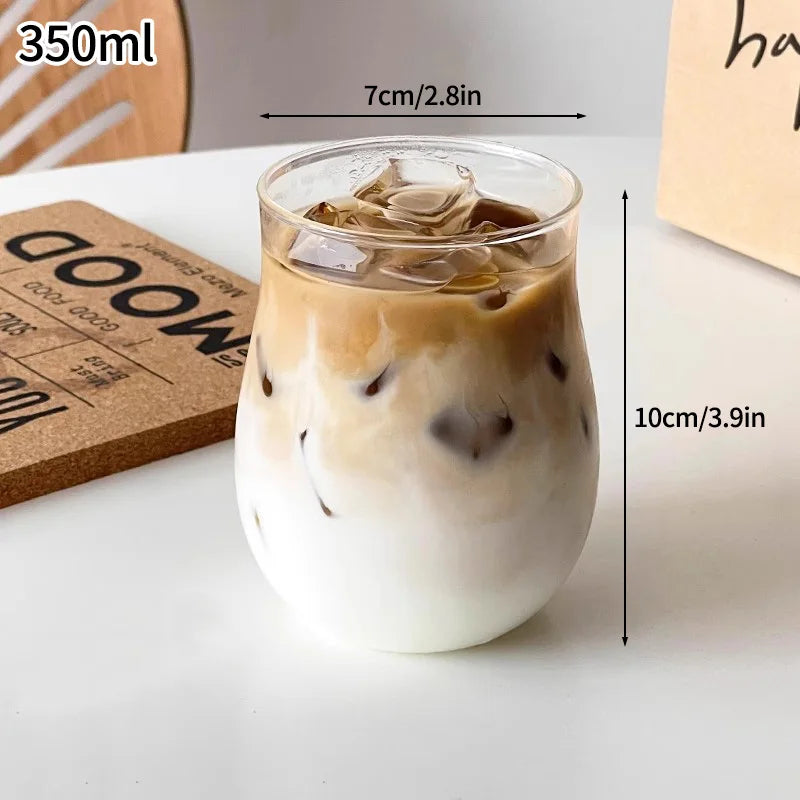 Glass Drinkware Cold Coffee Cups Latte Coffee Glass Iced Juice Milk Water Bottle