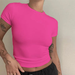 Clothing Short Sleeve T-shirt Slim Fit Tops O-Neck Knitted Sheath Tee Shirt Street Wear Sex Sporty Y2K New2410