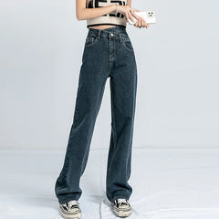 1970s Retro Crossbody High-waist Slimming Drag-on Straight-crotch Long Pants Cotton Material