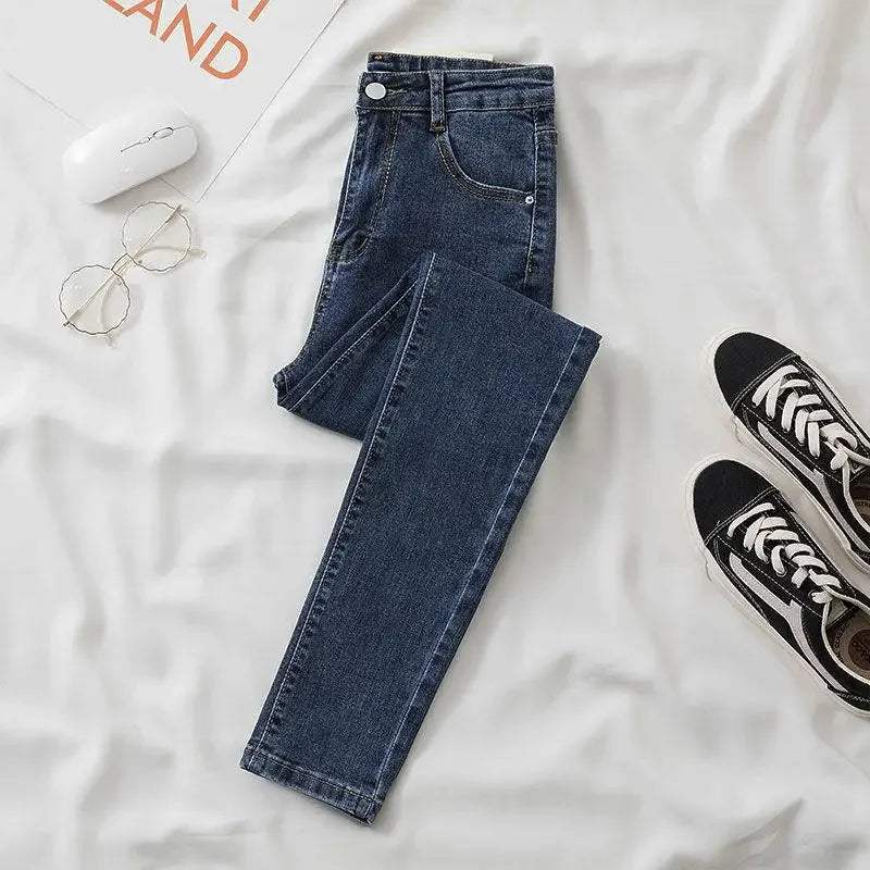 Black Grey Jeans Slimming Cropped Pants Chic Versatile Student Short Trousers Long Pants Slim Fit Sihouette Smoothing