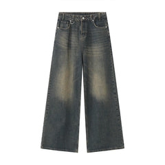Baggy Straight Leg Wide Leg Jeans Male Vintage Wash Casual Denim Pants Youth Brand Streetwear Trousers