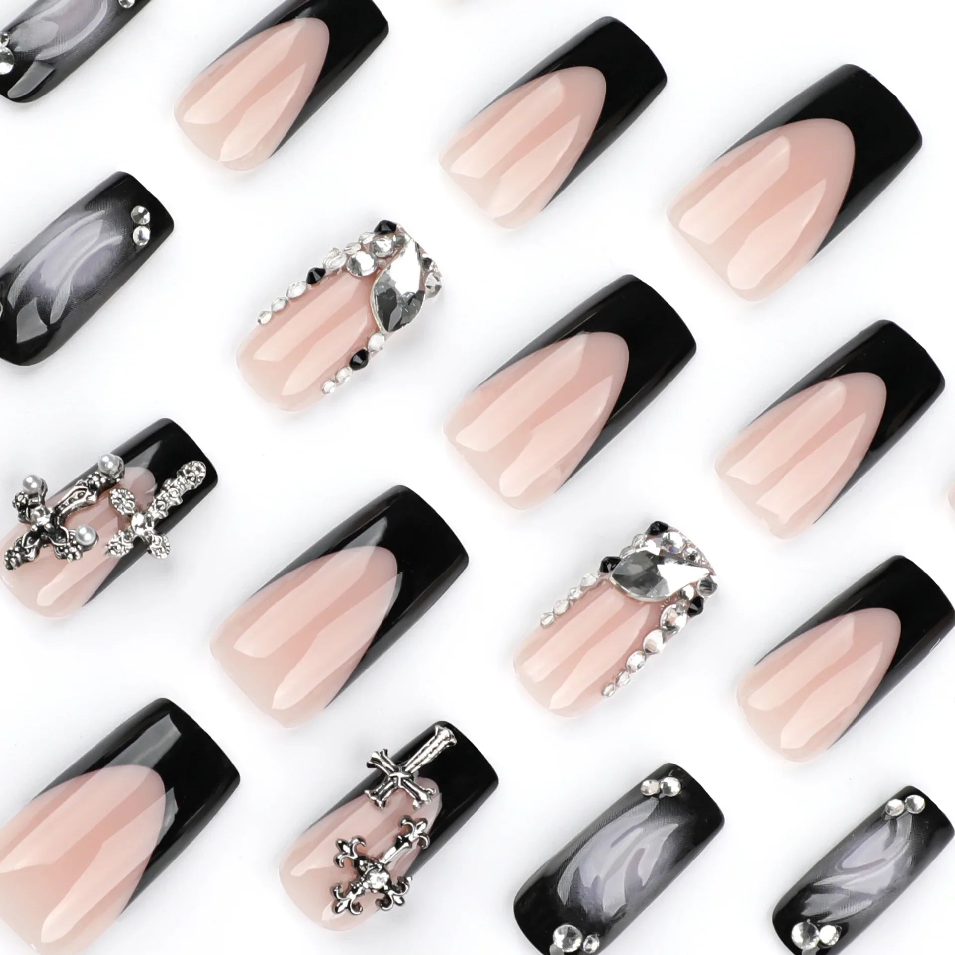 24pcs Glossy Black Fake Nails