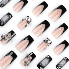 24pcs Glossy Black Fake Nails