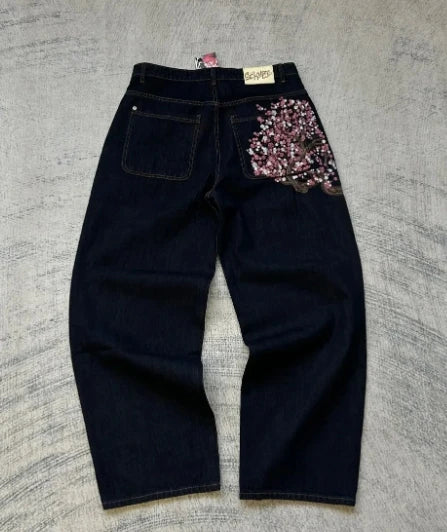 American retro jeans loose casual Y2K high street retro hip-hop clown couple wide leg pants