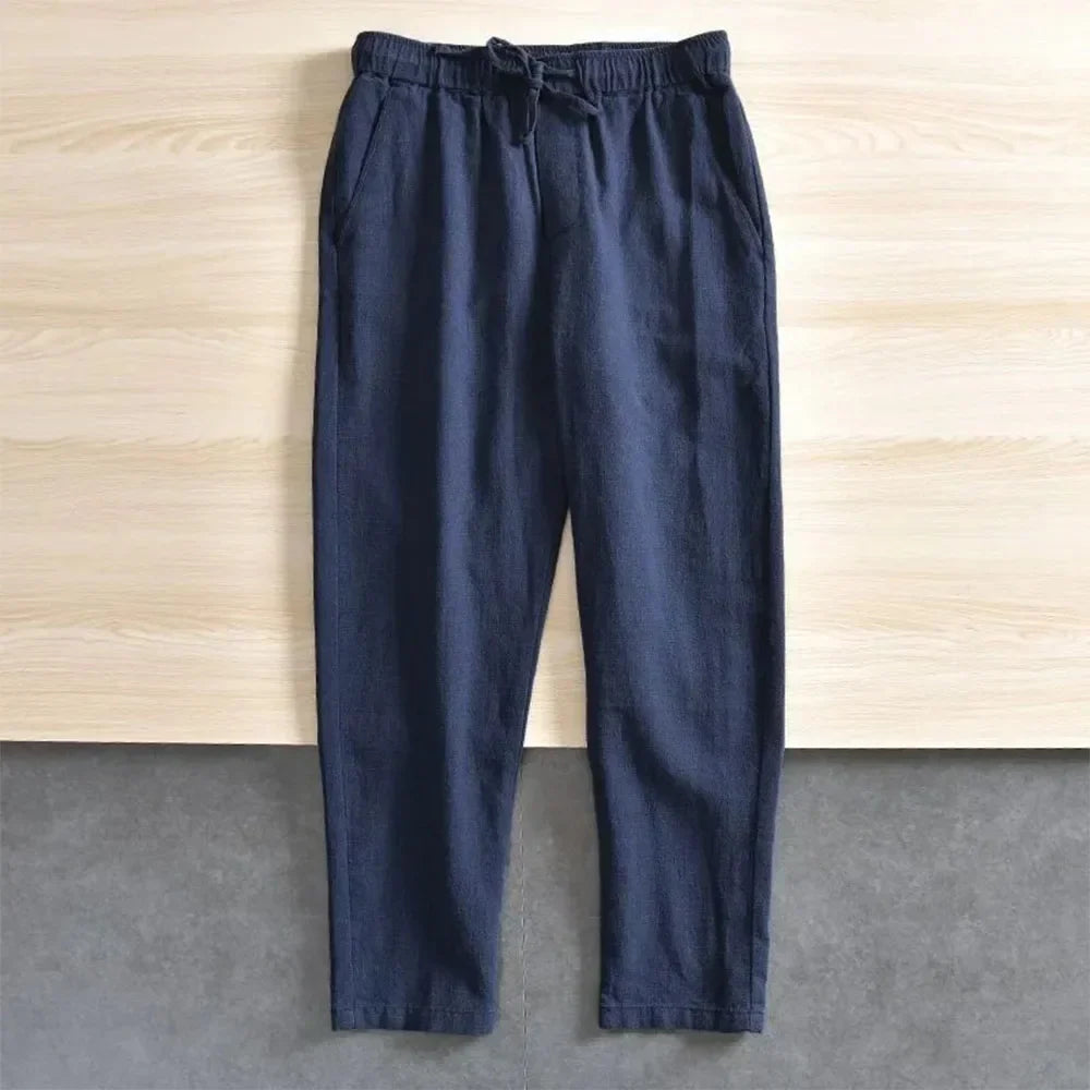 Cotton Linen Casual Pants Baggy Streetwear Joggers Sports Trousers Solid Color Long Straight Trendy Pants