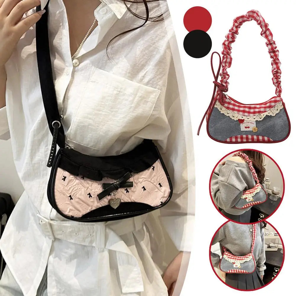 Grid Mini Handbags Adjustable Shoulder strap Korean Hand-held Commuting bag Single-shoulder Crossbody bag Underarm pouch