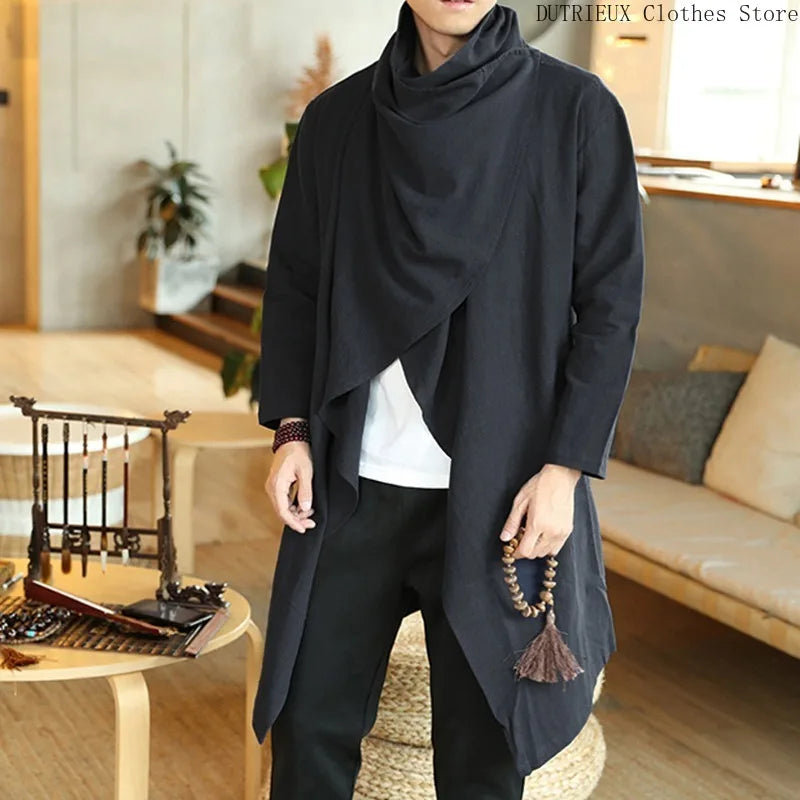 Personality Retro Long Irregular Capes Shirts Leisure Holiday Beach Cotton