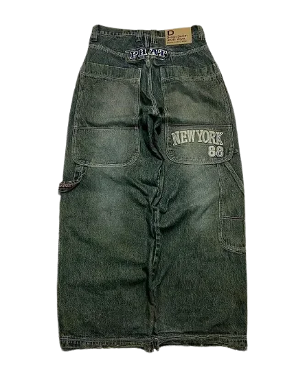 American Trend Retro Hip-hop Embroidery Pattern Baggy Jeans