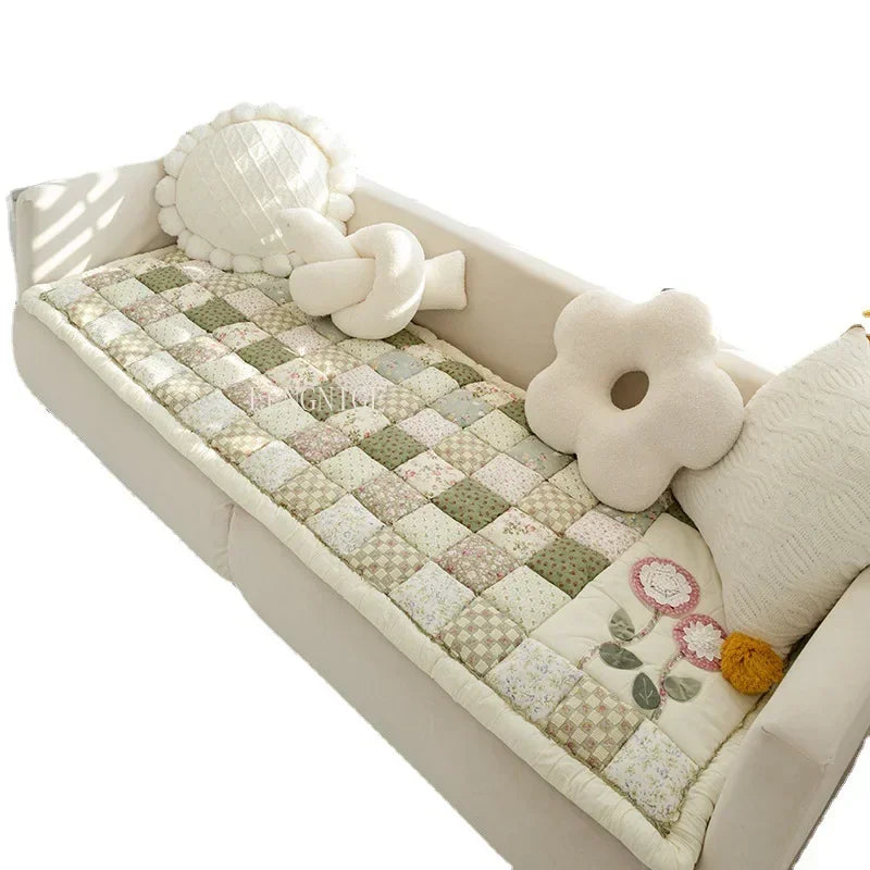 Korean Pure Cotton Sofa Cover Embroidery Sofas Towel Non Slip Couch Covers L Shaped Corner Sofa Mat Seat Pad