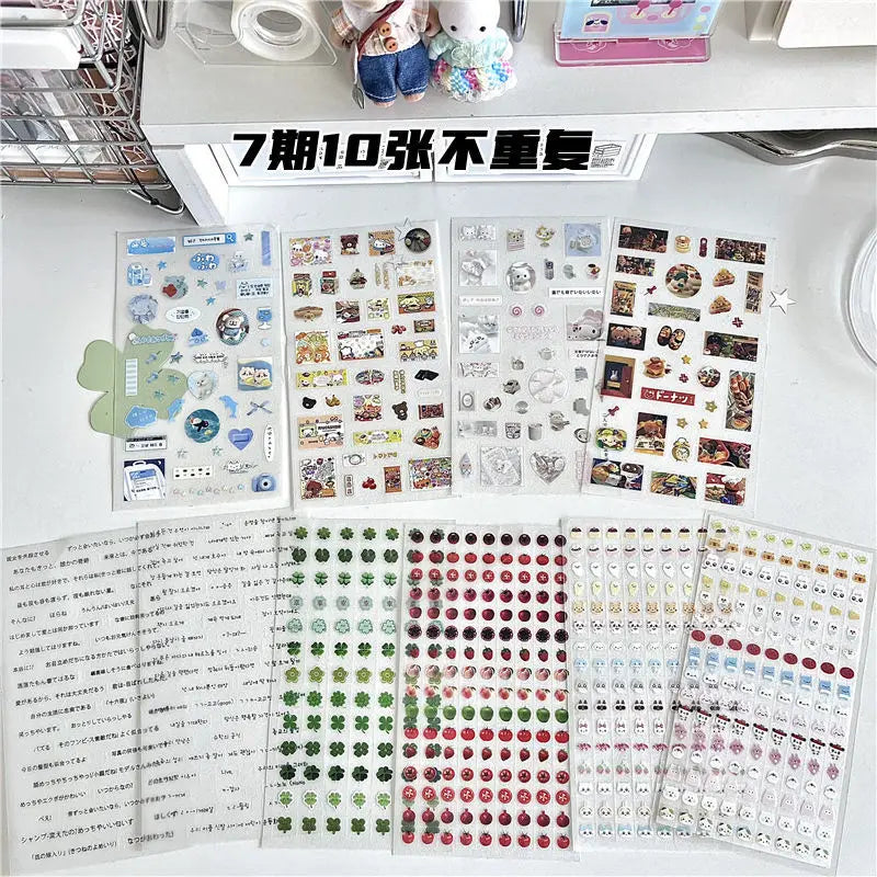 6pcs/10pcs Set Y2K Random Cute Glitter Laser Sticker