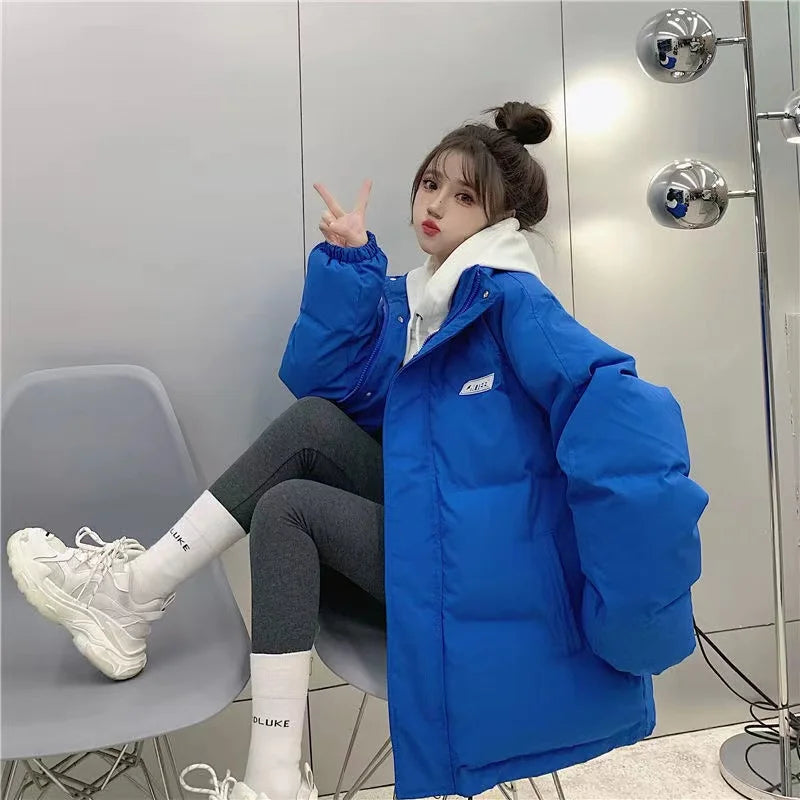 Korean Casual Cashmere Padded Double-Sided Lamb Wool Cotton-Padded Jacket Y2K Zipper Hooded Cotton-Padded Jackets Coat