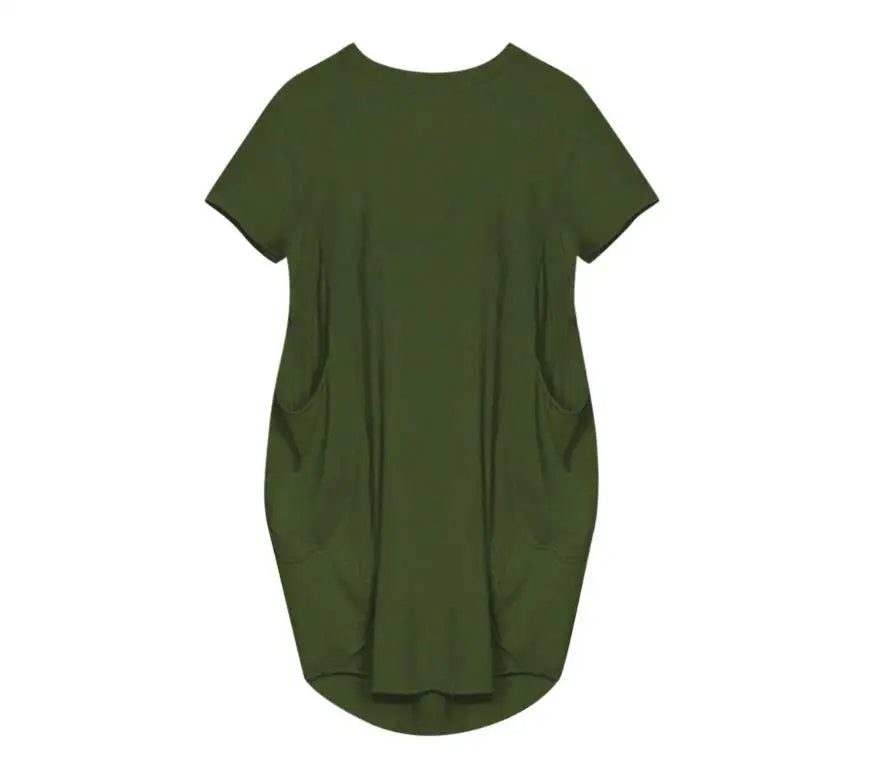 Plus Size Short Sleeve O-Neck Loose Casual Dresses