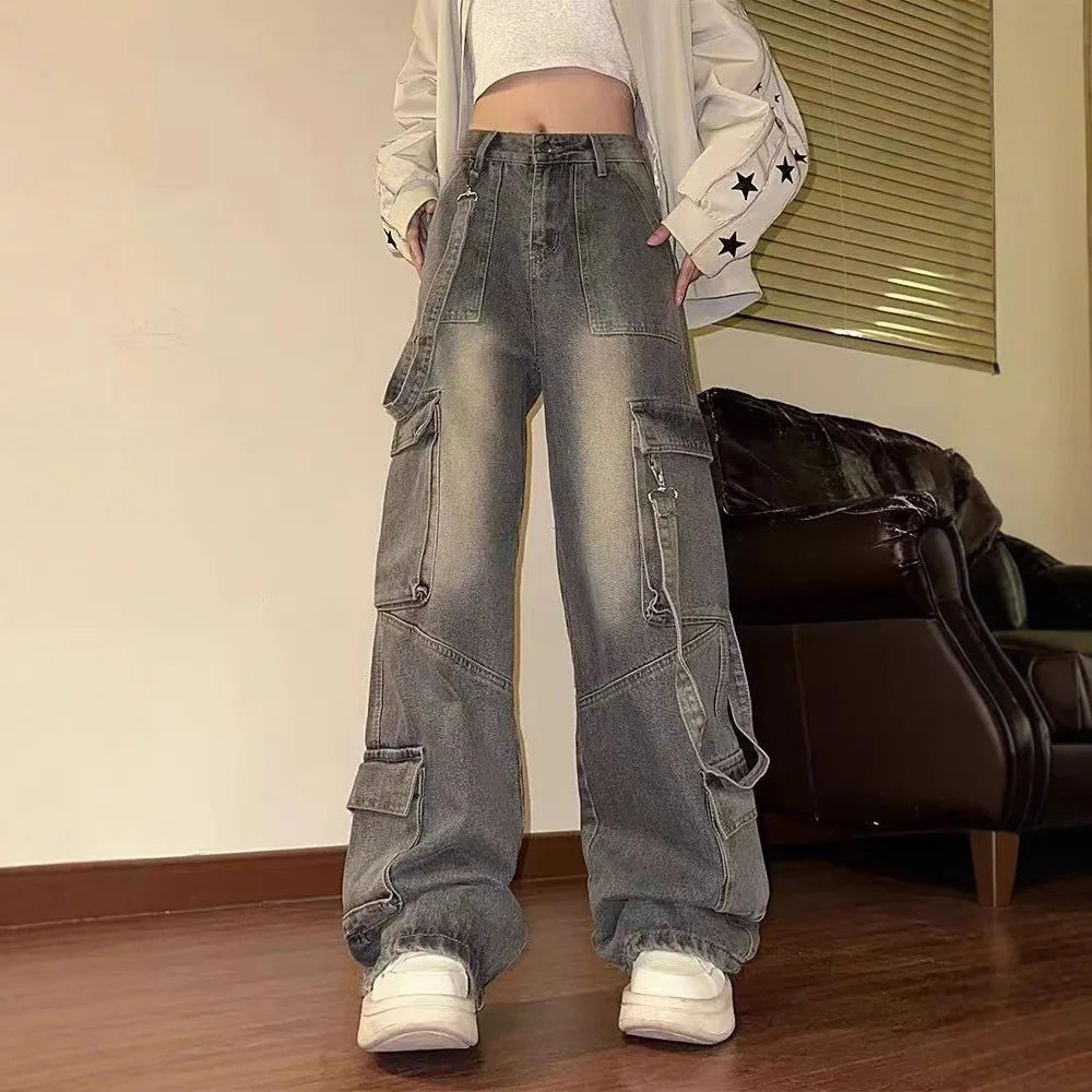 American Vintage Washed Multi-Pocket Cargo Jeans