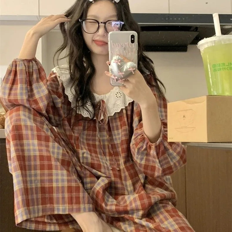 Sweet Print Pajamas Set Long Sleeve Top