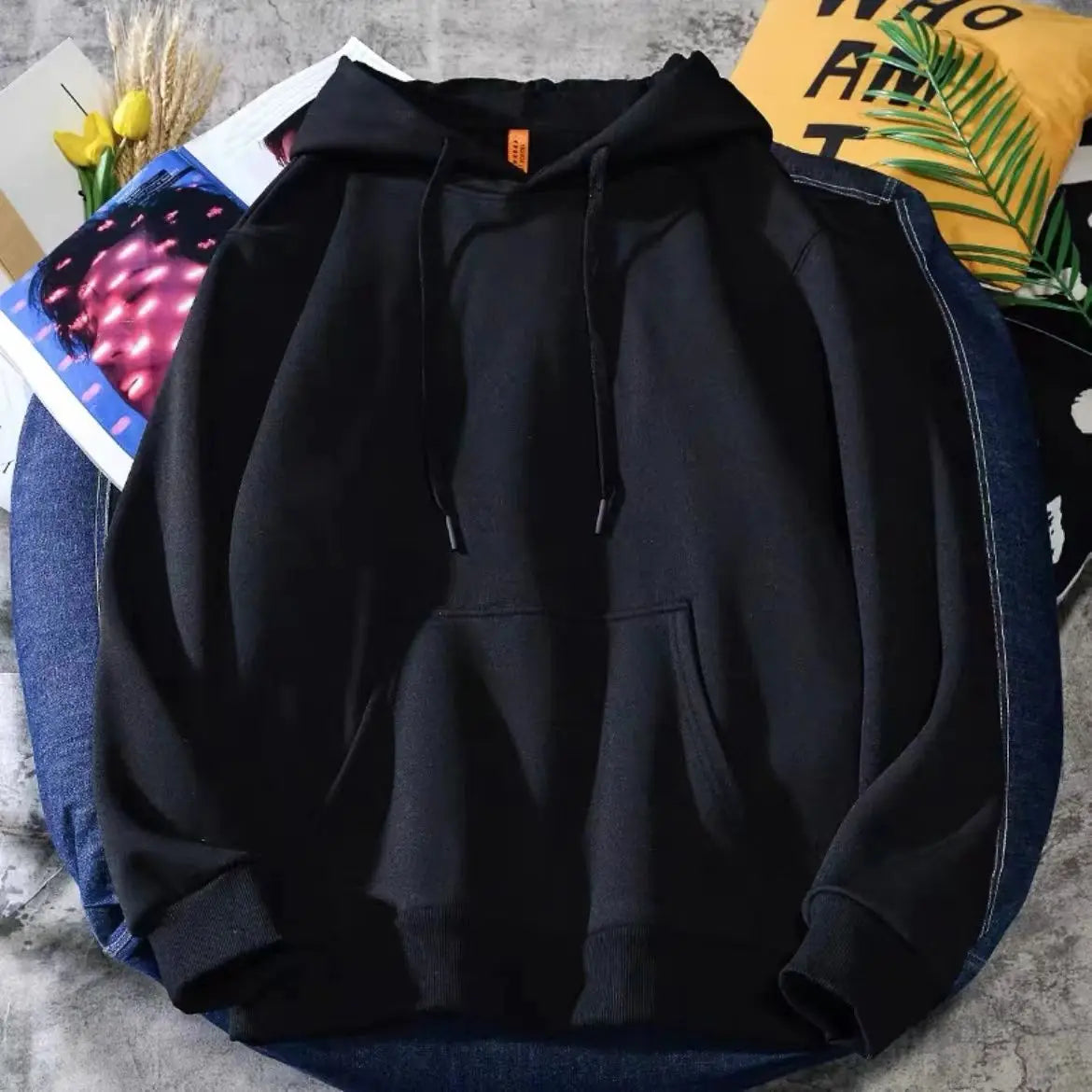 American Style Flocking Letter Embroidery Cardigan Hooded Sweater Plus Fleece Loose Trendy Couple Jacket