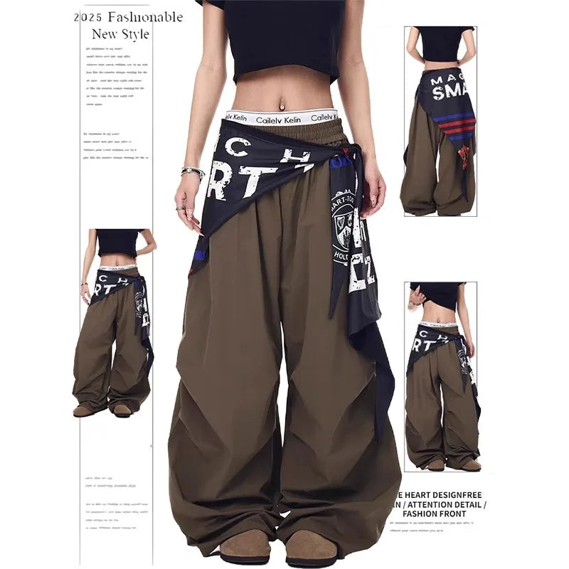 Goblin Core Long Trousers Gyaru Parachute Pants Y2K Japanese Harajuku Baggy Grunge 2000s Abi Hip-pop Cyber Punk