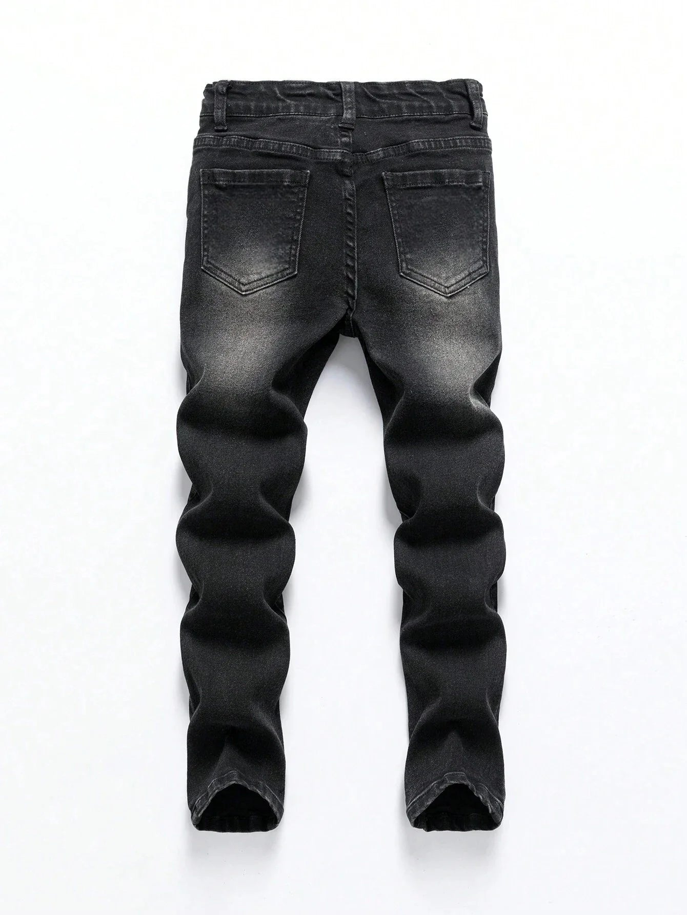 1 Piece of Four-Season Snowflake Washed Jeans, Stretch Slim Fit Light Gray Dark Black Casual Denim Pants, Normcore