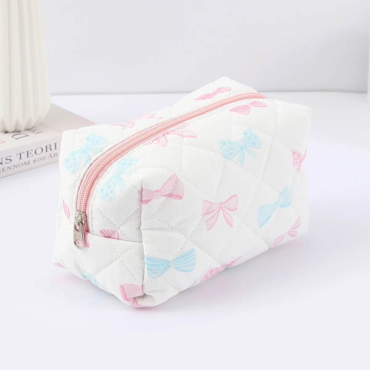 1 pc exquisite bowknot single-layer pencil case, floral pattern design storage bag, a must-have