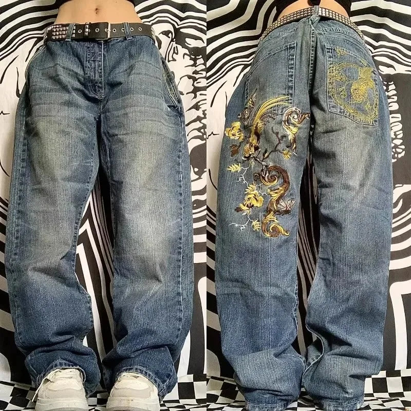Hip-hop street clothing wasteland style tie-dye ripped jeans