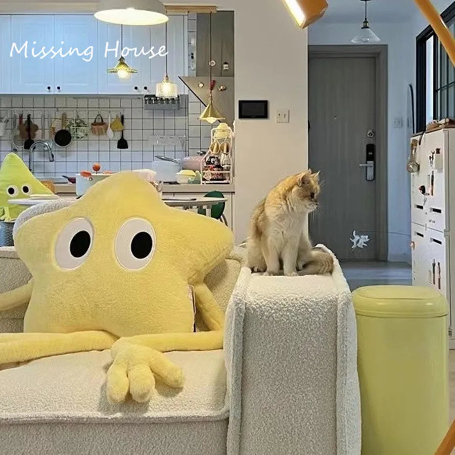 160cm Funny Yellow Star Long Leg Pillow Cushion Cartoon Anime Home Sofa Car Bedroom Cartoon Gift