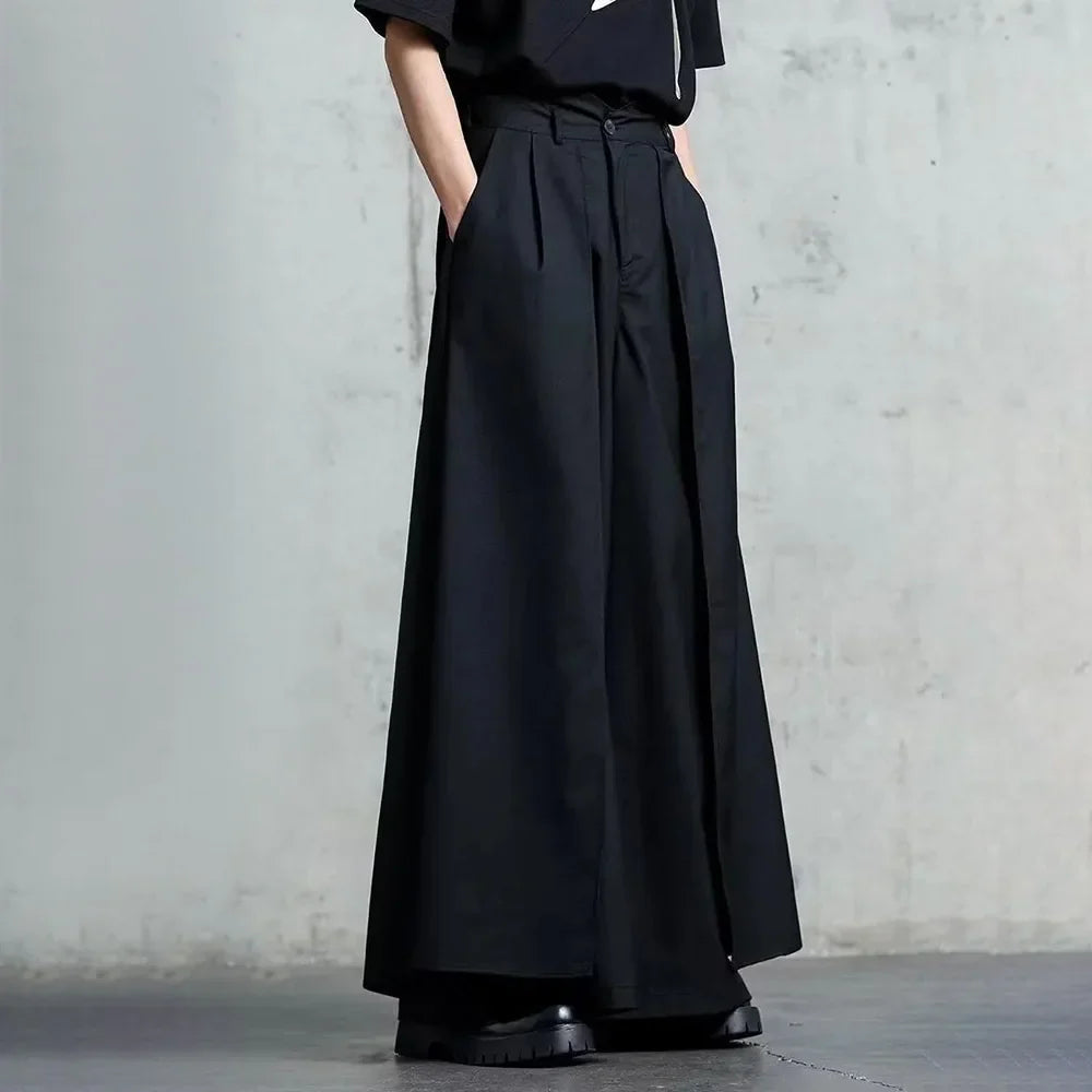 Gothic Y2K Single Layer Thick Japanese Culottes Dark Style Streetwear Draped Personality All Match Casual Pants Unisex
