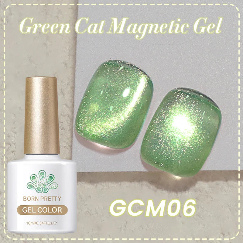 10ml Green Cat Magnetic Gel Ultra Shine Holographic Glitter Semi Permanant Soak Off UV LED Gel Varnish