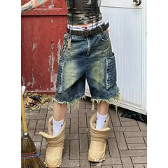 Trendy American Retro Oversized Big Pocket Workwear Cropped Pants