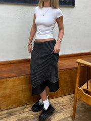 Polka Dot Prints Straight Skirts Fabric Causal All-Match Long Skirts