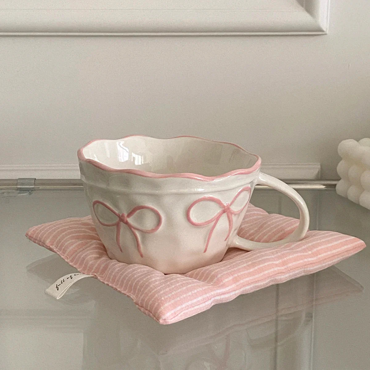 1Pc Bow Ceramic Mug, Exquisite