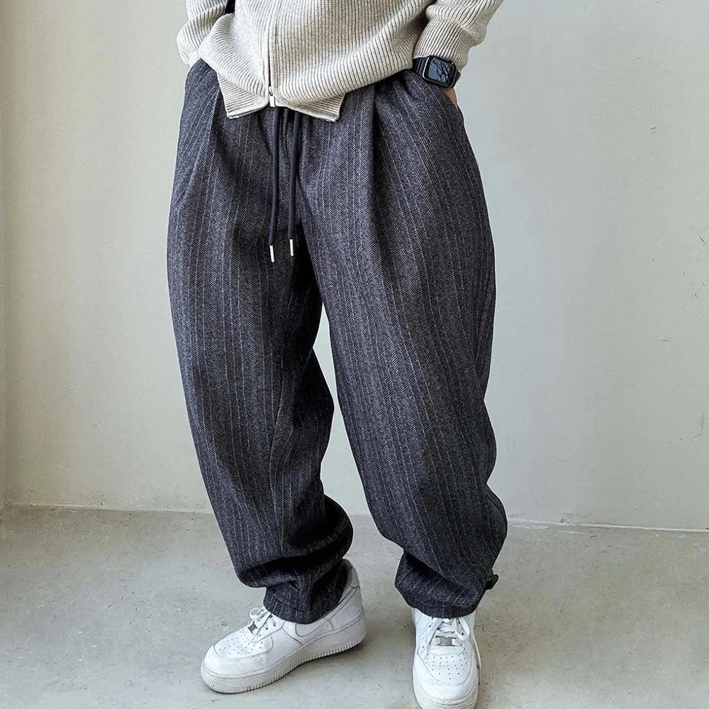 Mens Pants Casual Acrylic Pants Streetwear Personality Versatile Trend Comfort Wide-Leg Pants Clothing