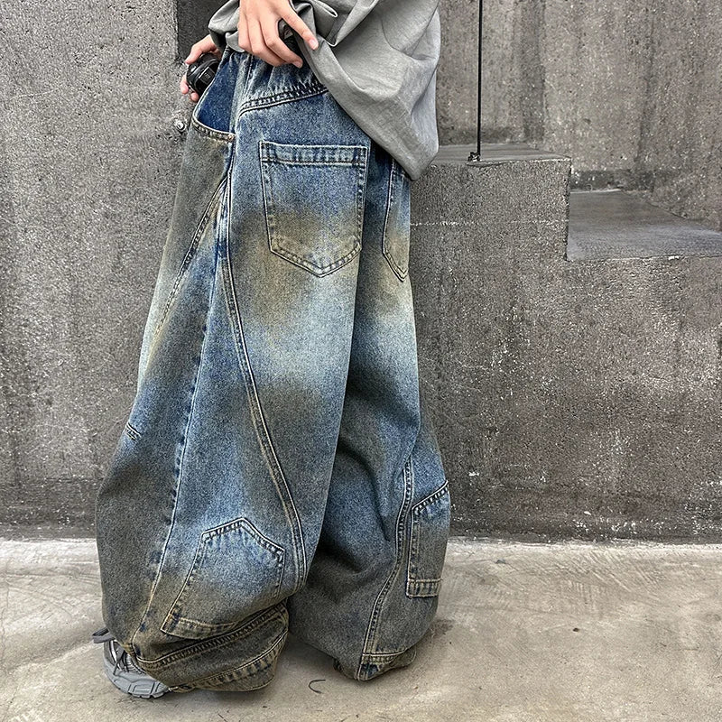 American Tween Girl High Distressed Wide Leg Banana Jeans