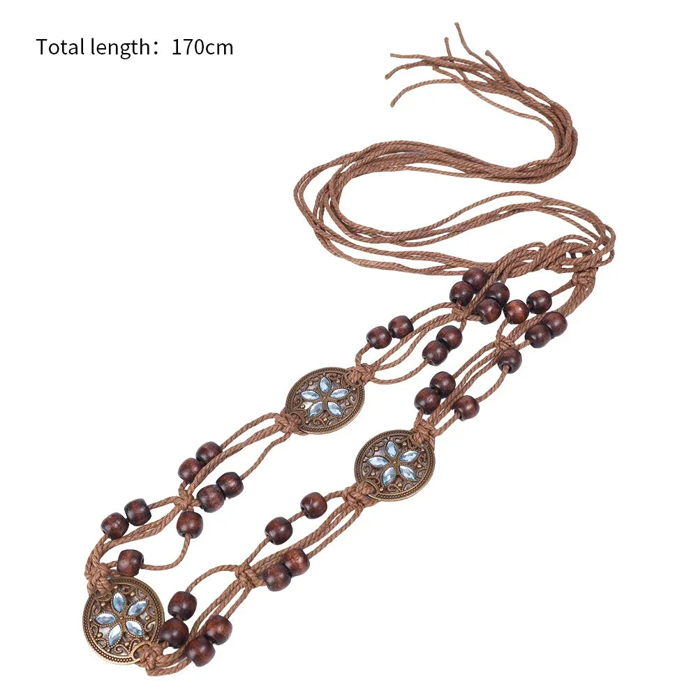 Butterfly Tassel Waist Chain Y2K Trendy Bohemian Belt Beach Accessories Vintage Flower Jean Skirt White Dress Belts