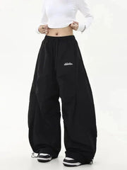 Retro Y2K Hip Hop Streetwear Casual Chic Matching Sweatpant Oversize Wide Leg Pant Low Waist Drawstring Lady Cargo Pants