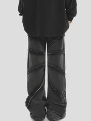 National Tide Couples American Raw Edge Stone Mill Washed Jeans Y2K Gothic Punk Style Loose Straight Tube Make Old Trousers