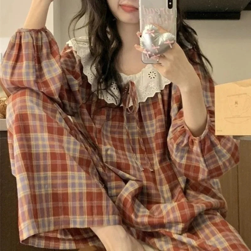 Sweet Print Pajamas Set Long Sleeve Top