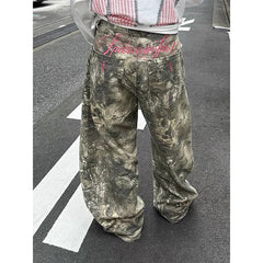 ZHIZOU Gothic Baggy Y2k Jeans American Embroidery Jean Pants Vintage Harajuku Oversize Denim Trousers