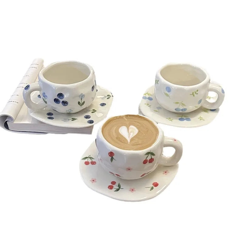 Korean ins style, hand-painted handmade ceramic coffee cups